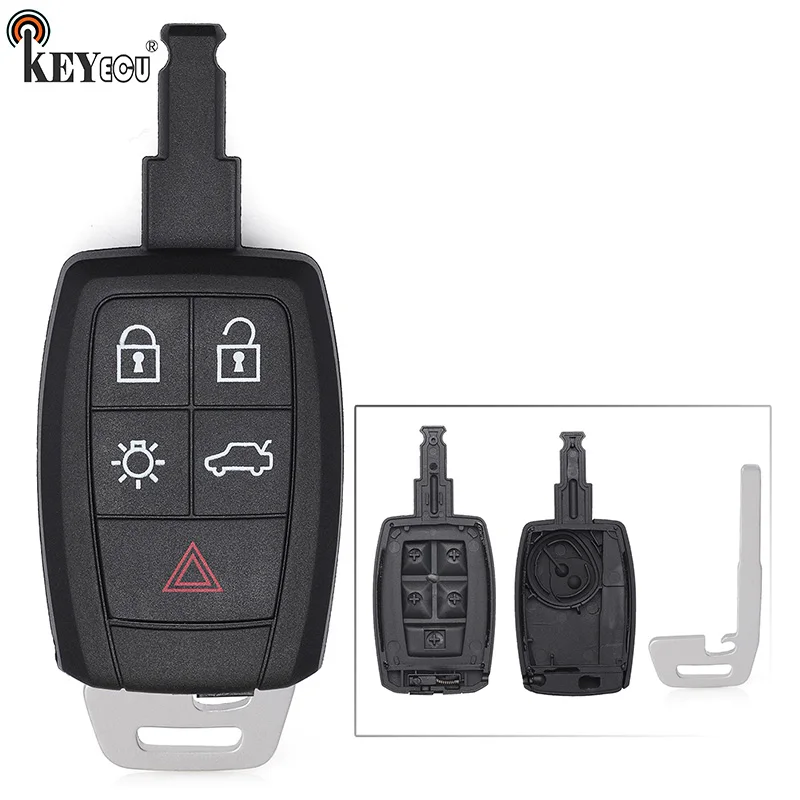 KEYECU for for Volvo C30 C70 V50 S40 Replacement 4+1 5 Button Remote Car Key Shell Case Fob FCC ID: KR55WK49259