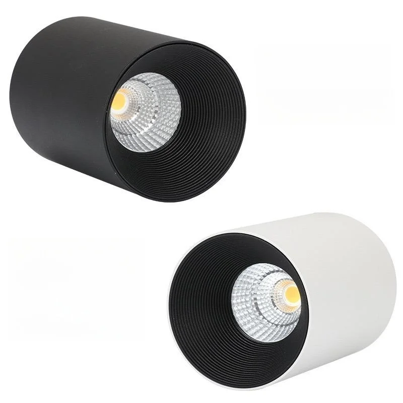 Surface Mounted Cylindrical LED Downlights Gold Reflector 24W20W15W10W COB Led Ceiling Lamp Spot Lights AC110-220V Black Bulbs