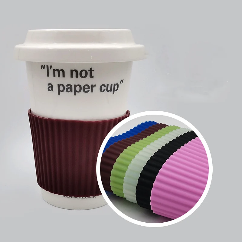 50pcs Soft Silicone Coffee Cup Sleeves Heat Insulation Mug Ceramic Non-slip Bottle Sleeve Holder Cover