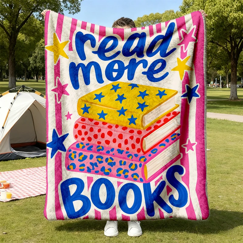 , Bookish Flannel Blanket, Teacher Flannel Throw, Read More Books, Book Lover Cozy Blanket, Language Arts