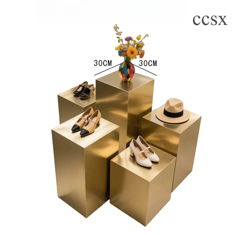 High-end Clothing Store Display Table High And Low Water Table Window Decoration Floor Table Stainless Steel Silver Nakajima