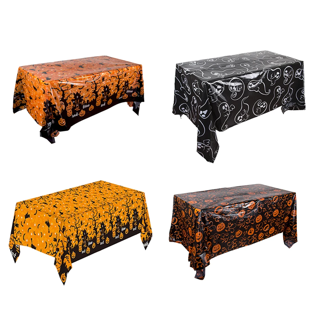 Table Cloth Disposable - Halloween Decoration Tablecloth,Disposable Pumpkin Spider Web