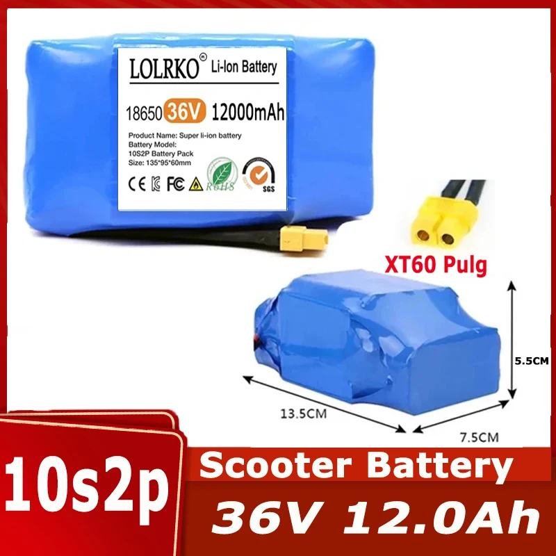 

36V 10S2P 12000mAh 36V Lithium-ion Battery for Electric Scooter 18650 42V 18650 Auto Balancing Battery for Electric Vehicle