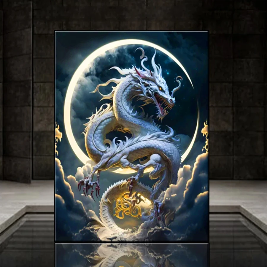 Full Square Round Drill Fantasy Art Chinese Loong Magic Animal Diamond Embroidery 5D DIY Diamond Painting Cross Stitch Mosaic