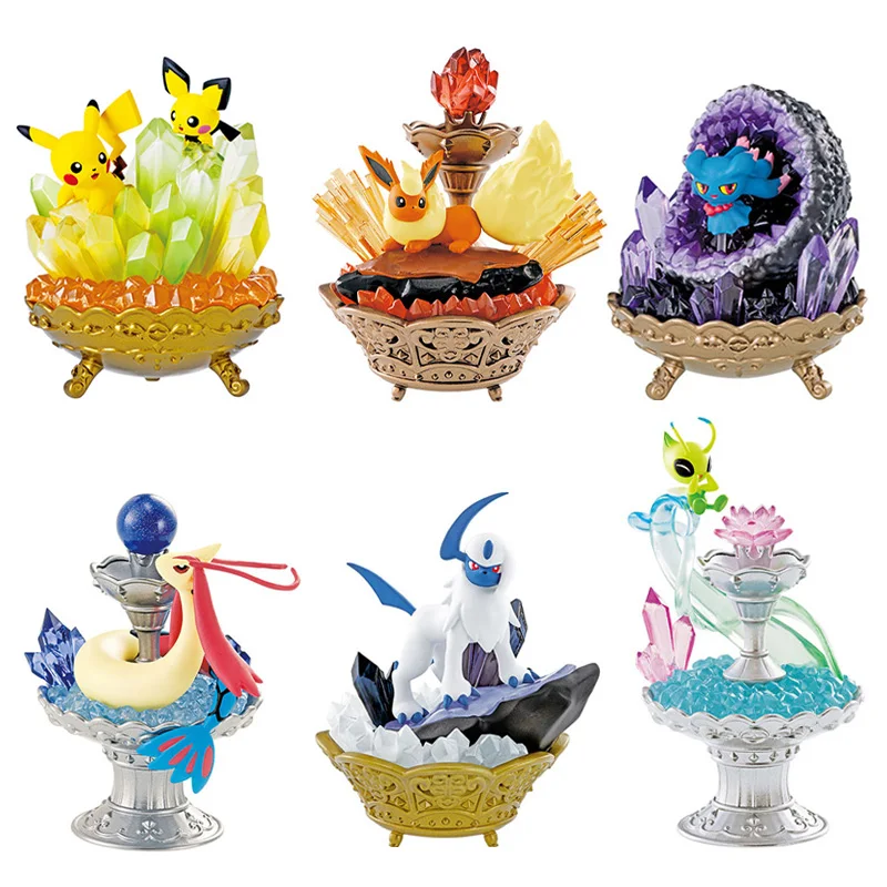 

Pokemon Figure Re-Ment GEM STONE COLLECTION 1 Absol Milotic Pikachu&Pichu Flareon Celebi Misdreavus Original PVC Toys Gift