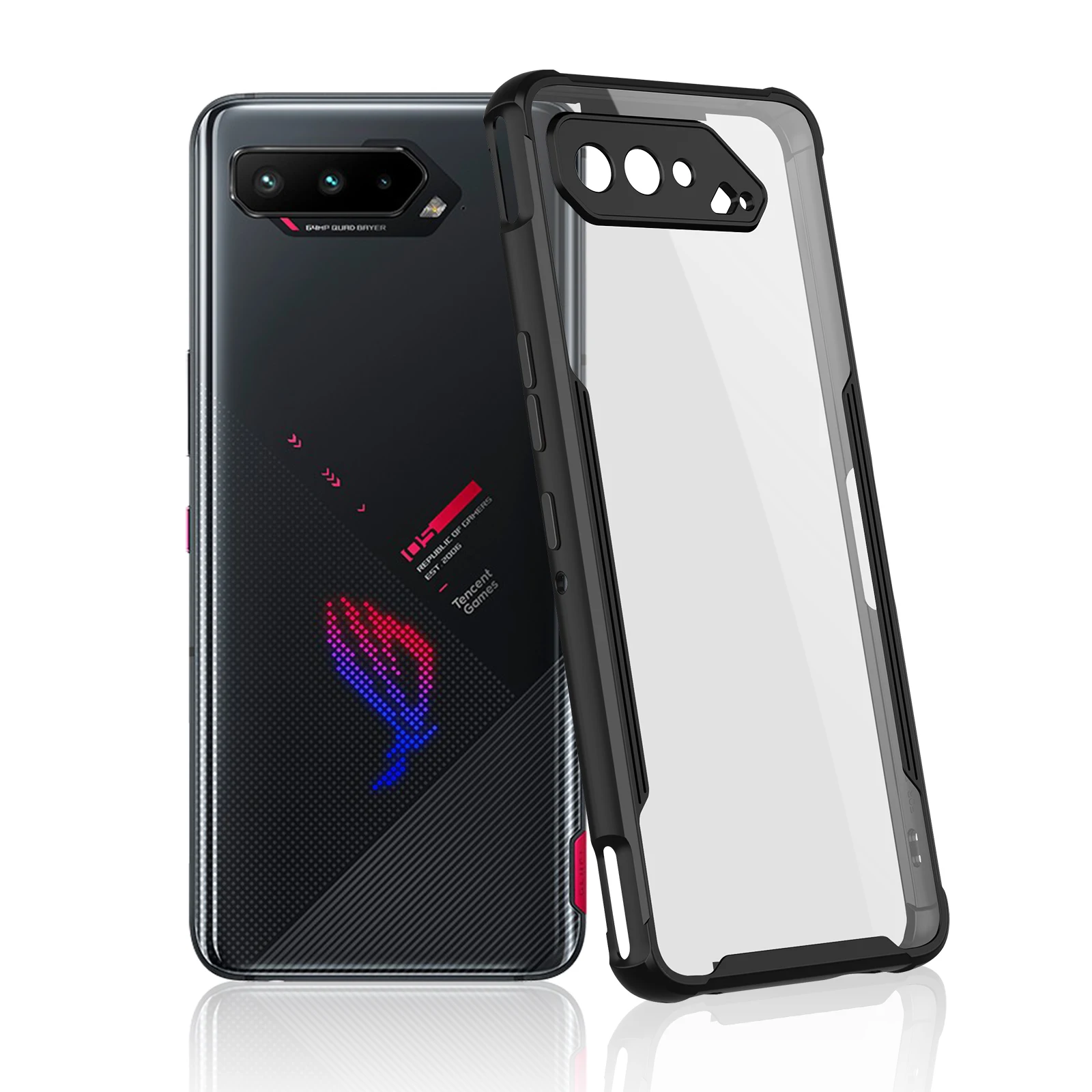 ZSHOW Case for ASUS ROG Phone 5 5S Pro Ultimate Armour Case TPU Frame Cover Clear PC Back Air Trigger Compatible