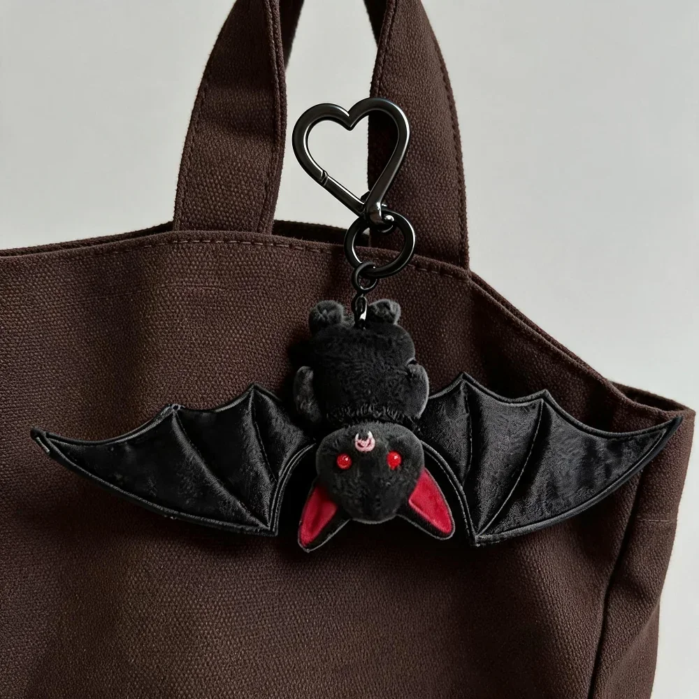 Portable Transformable Plush Bat Keychain Novelty Animal Bat Keychain with Wings Red Eyes Gothic Funny Fidget Gifts for Couples
