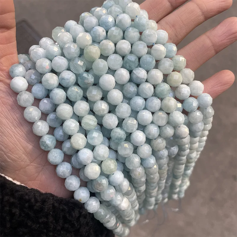 

Natural Mixed Color Aquamarine Faceted Cut Stone Loose Round Beads for DIY Jewelry Making 6mm 8mm 10mm