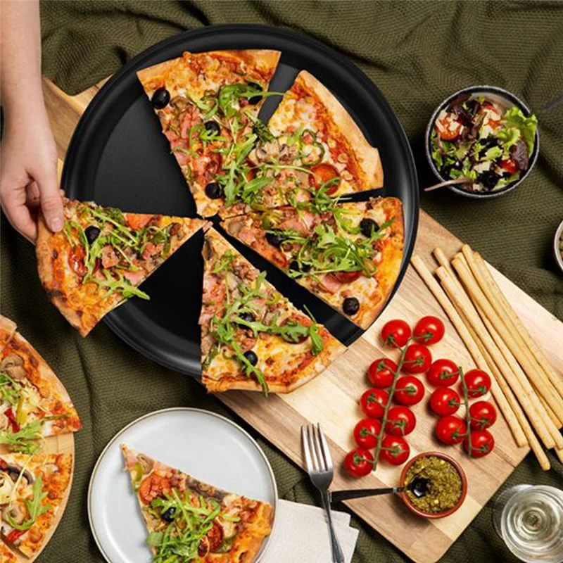 

SOFT-Pizza Pan,Non-Stick Pizza Tray, Round Baking Pan For Oven,Healthy Bakeware And Serving Plate, Stainless Steel Core 2Pack