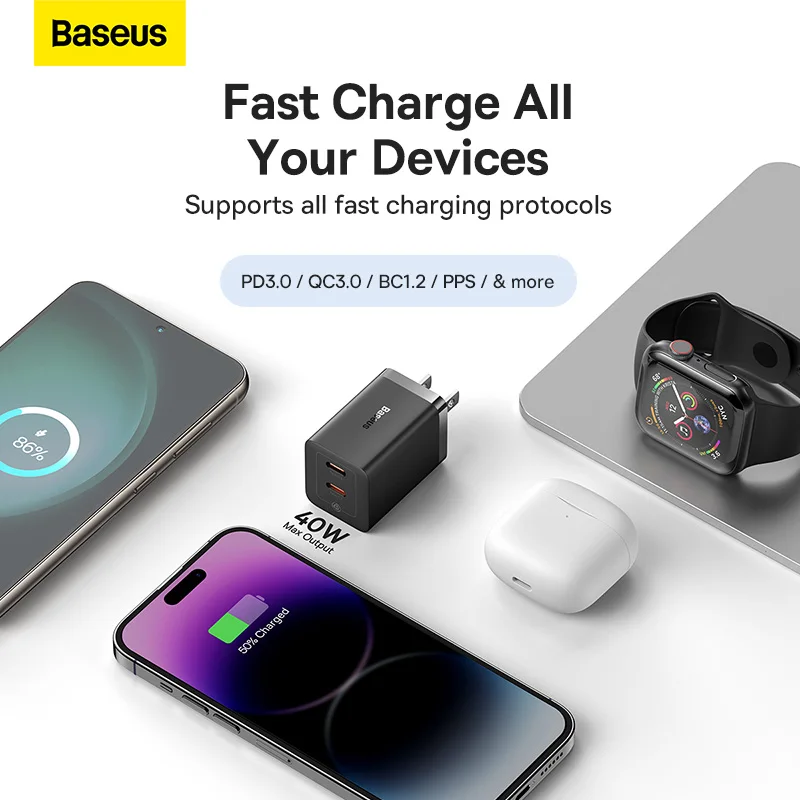 Baseus GaN5 Pro Fast Charger C+C 40W US