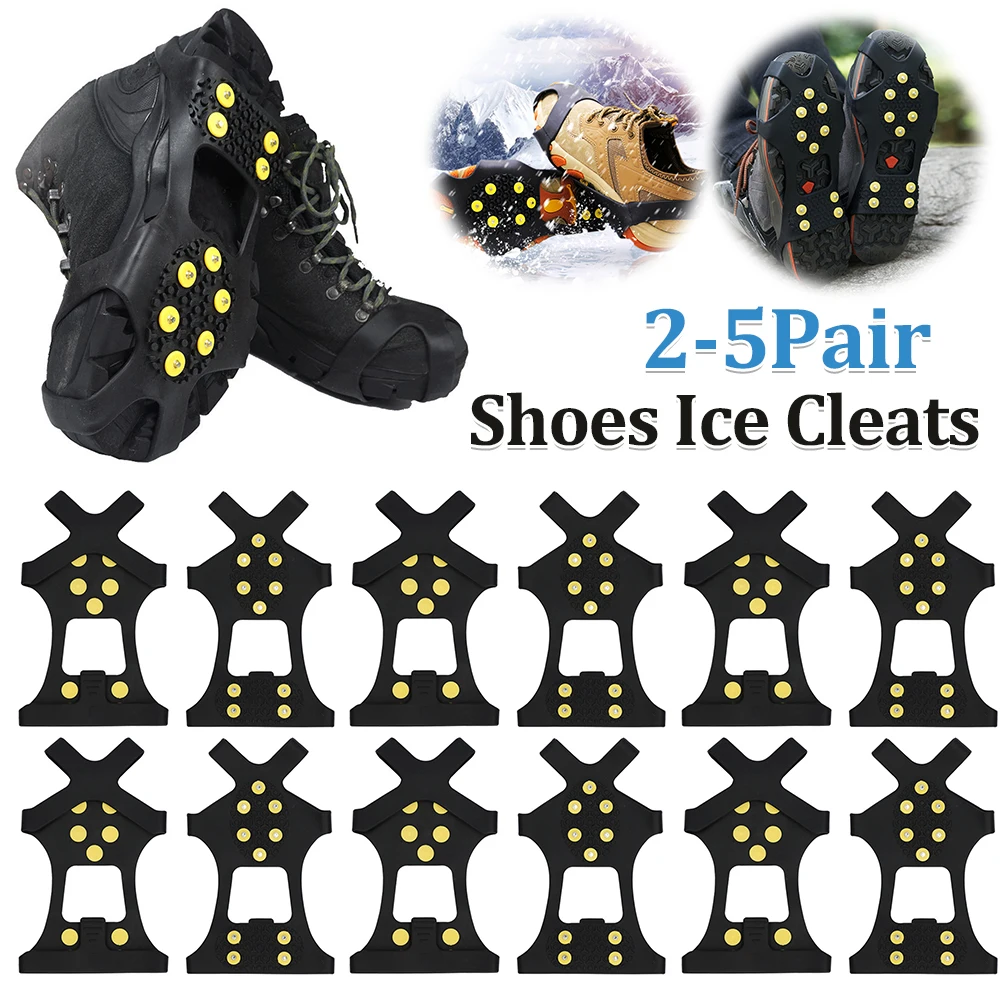 

10 Teeth Climbing Crampons Anti-Slip Mountaineering Cleats Unisex Snow Claw Shoe Covers Walking Hiking Accessories