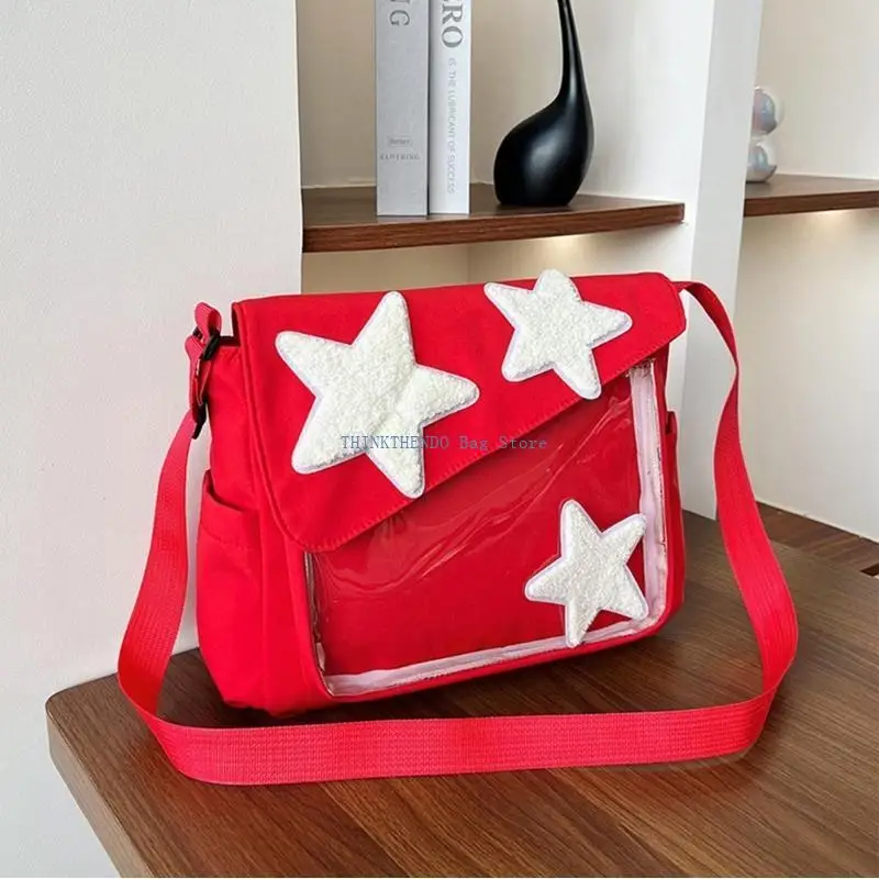 

340D Women Bag Korean Shoulder Bag with Star Pattern Casual Nylon Crossbody Bag