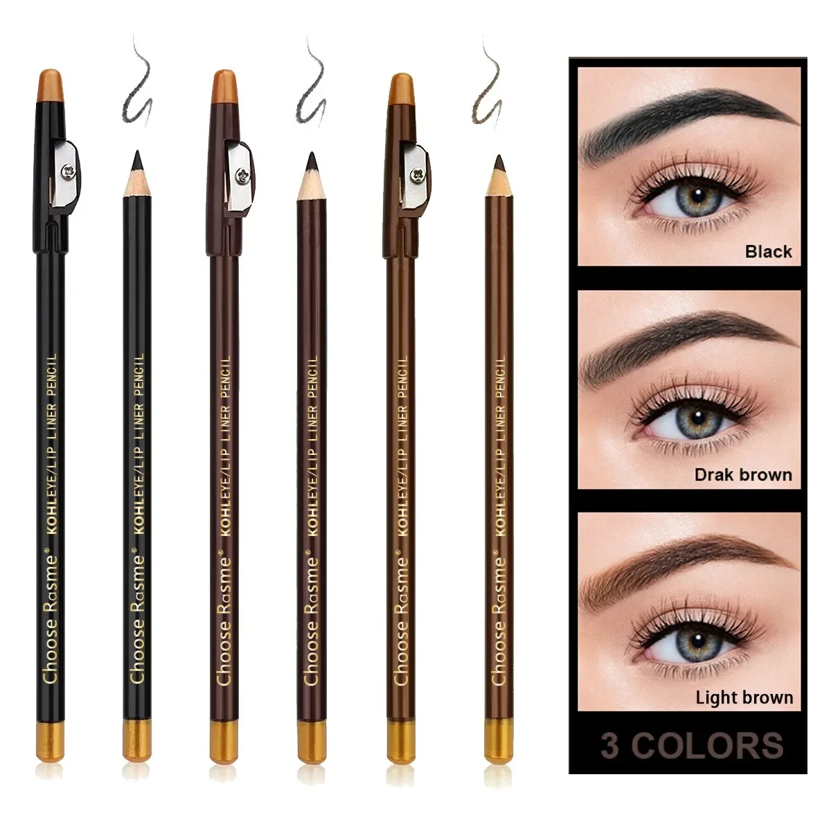 1Pcs Cheap Eyebrow Pencil Hard Core Ultra Fine Brown Black Professional Makeup Eyebrow Pencil With Sharpener 2024 Newest