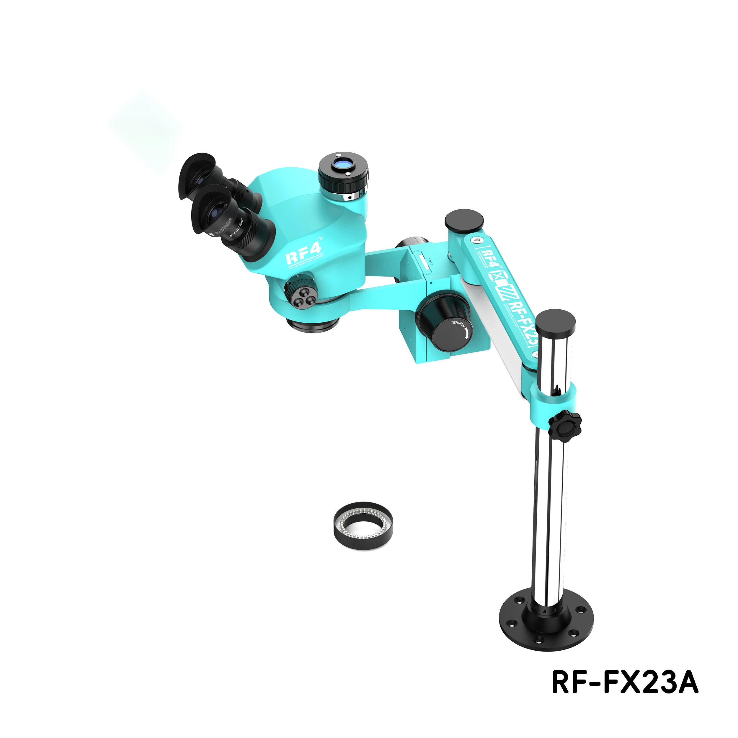 RF-FX23A 6 Speed Precise Locking Magnification Zoom ，360 ° Rotation Adjustable Swing Arm Universal Triocular Stereo Microscope