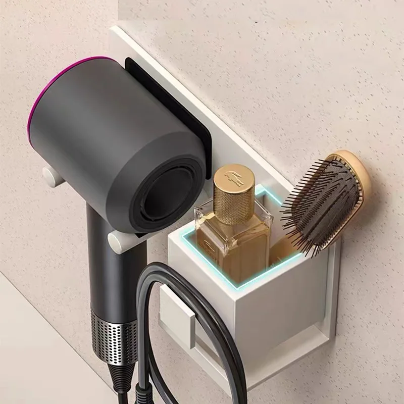 Wall Mounted Hair Dryer Holder For Dyson Laifen Aluminum Magnetic Nozzle No-punching Bathroom Accessories Blower Holder Shelf