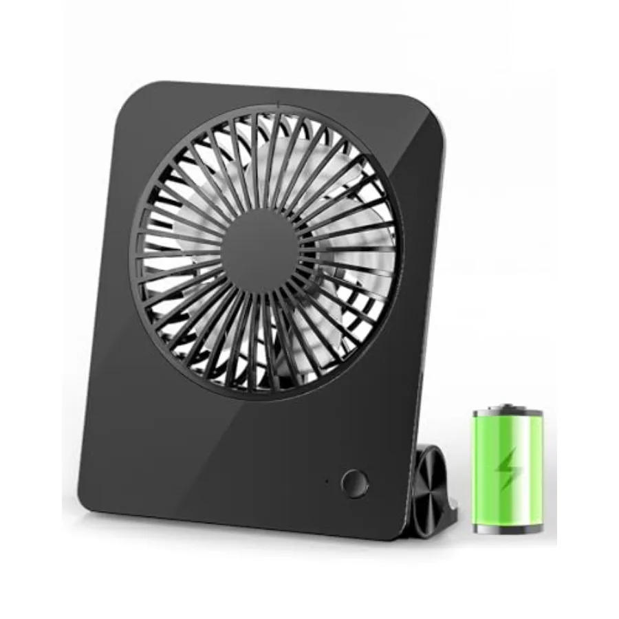 

Desk Fan Small Portable Fan 2000 mAh Rechargeable Battery Ultra Quiet 4.5 Inch Mini Travel Fan with 180° Tilt Folding and 3 Spe