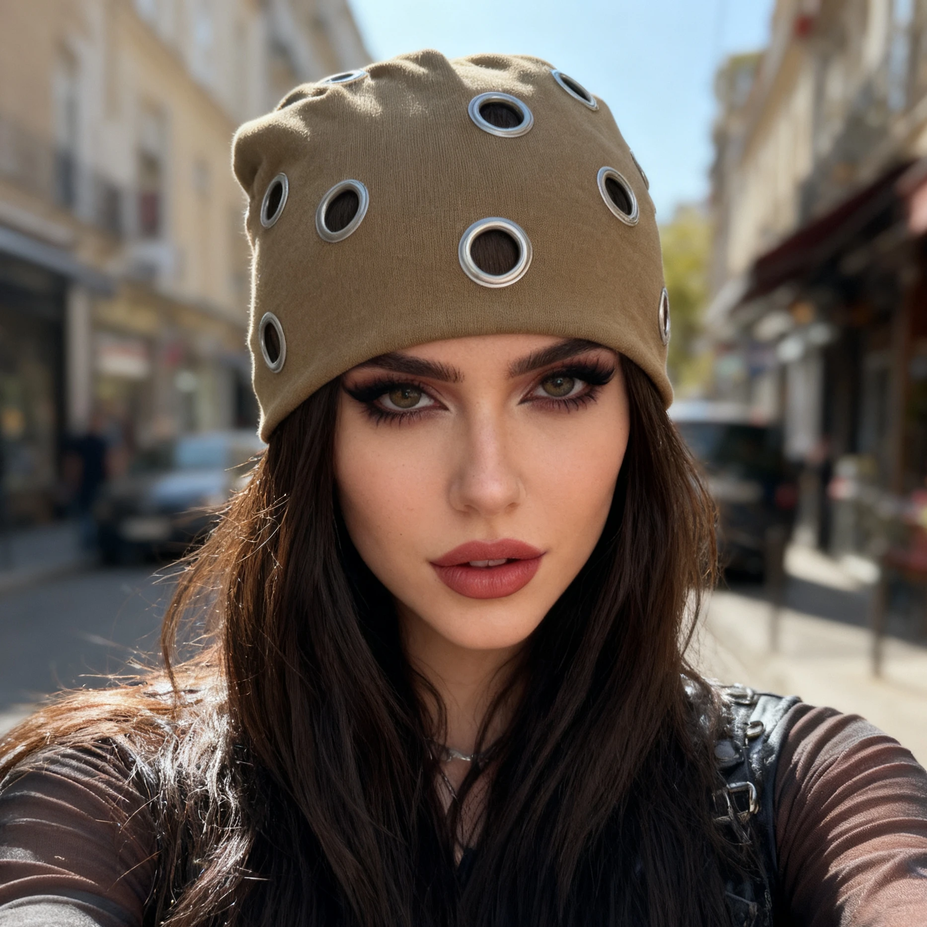 

Punk Girl Outdoor Sport Windproof Hat Soft Elastic Fashion Hollow Cap Autumn Winter Warm Women Hats Bandana Turban Headband