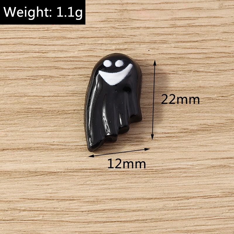 Tusember 10 Stück Halloween-Anhänger aus Harz, flache Rückseite, Kawaii-Motiv: Mond, Spinne, Fledermaus, Kürbis, Geist für DIY-Nagelkunst, Haarspangen, Broschen-Dekoration – Detail 9