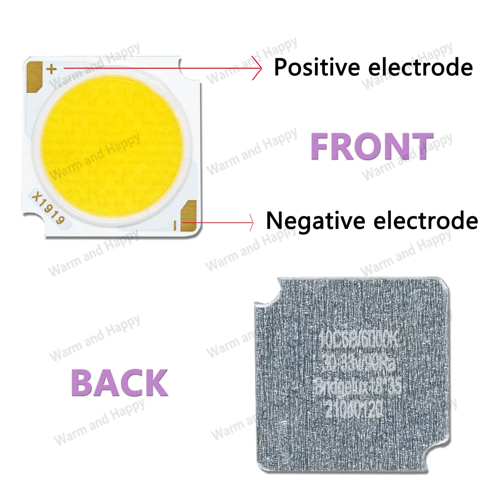 Imagem -05 - Peça 10w 20w 30 40 50 Chip Bridgelux Cri = 90 Led Cob Diodo Emissor de Luz 19*19 mm Led Faça Você Mesmo Acessórios de Fonte de Luz de Pista 1