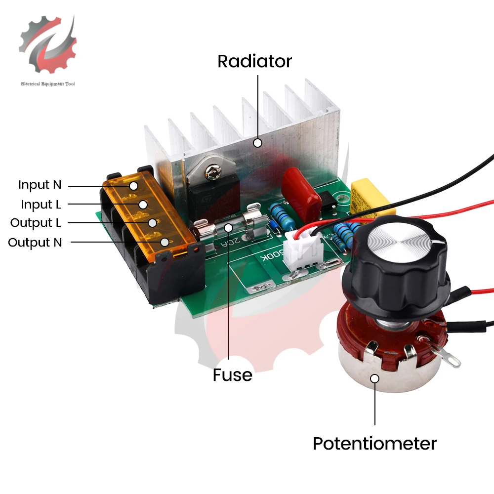 AC 0-220V 4000W SCR Electric Voltage Regulator Motor Speed Controller Dimmers Dimming Speed With Temperature Insurance