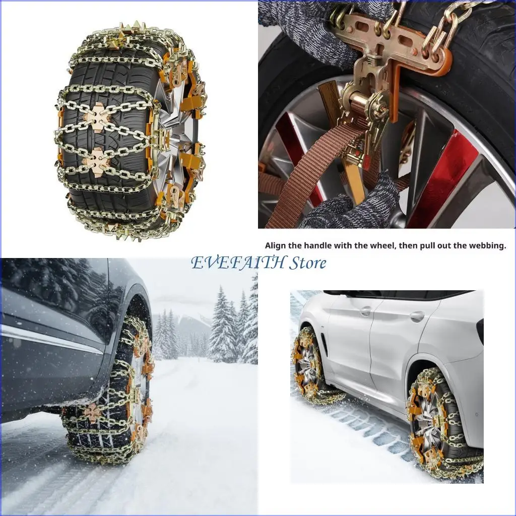 

124B Набор из 6 всепогодных стальных цепей противоскольжения. Конструкция в 3 раза длиннее. Удобство хранения. Подходит для шин