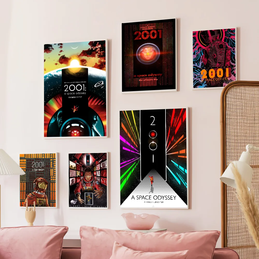 

Classic Movie 2001 A Space Odyssey Anime Posters Sticky Waterproof Paper Sticker Coffee House Bar Kawaii Room Decor