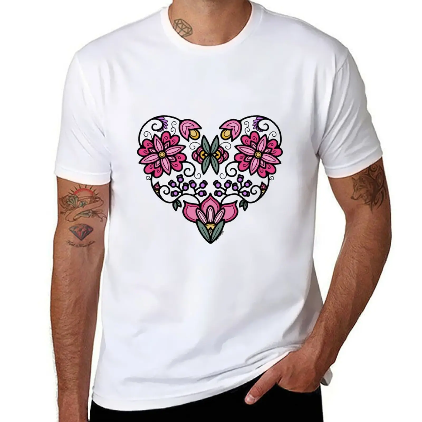 

Indigenous Floral Heart T-Shirt t shirts for man slim fit t shirt for man 100 percent cotton t shirts for man cotton T-Shirt
