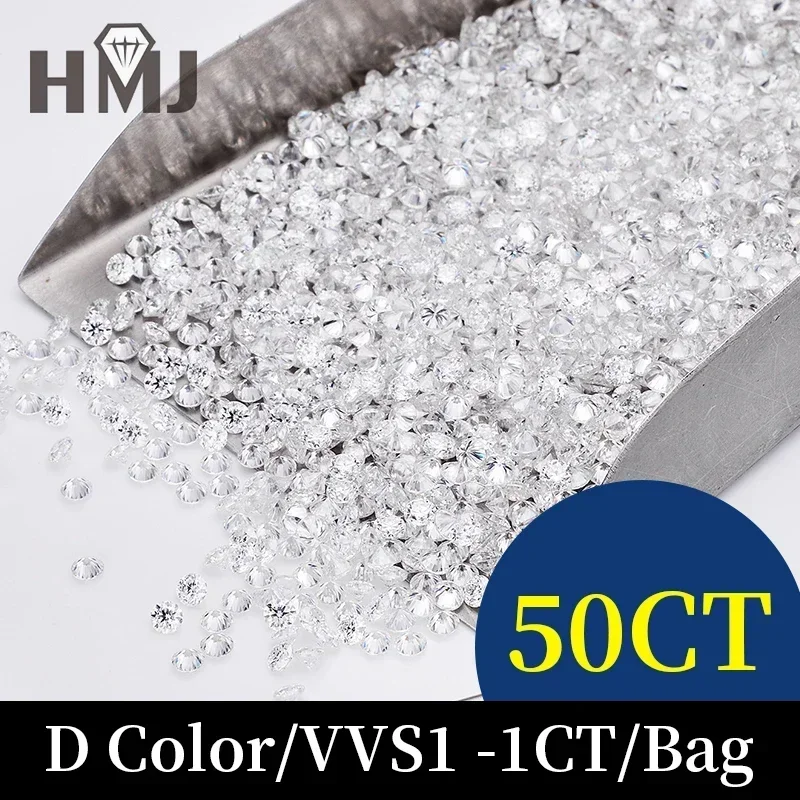 Wholesale Round Cut Loose Moissanite Stones Melee Size 0.8mm-2.9mm D Color  2ct 5ct 10ct 50ct 100ct DIY Beads for Jewelry Making