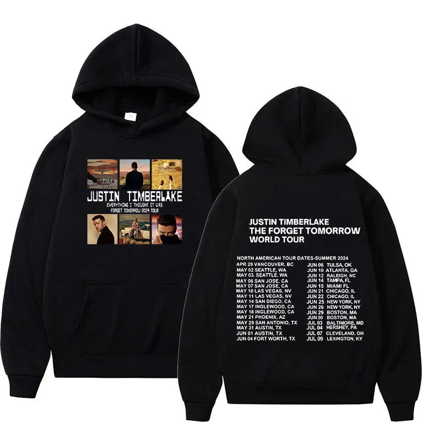 2024 Justin Timberlake Forget Tomorrow World Tour Hoodie Men Women Hip Hop Fashion Pullover Sweatshirt Clothing Oversized Hooded