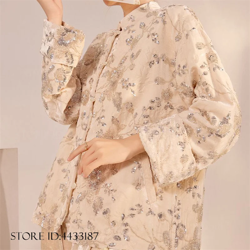 new-chinese-style-velevt-womens-tang-clothes-top-luxury-sequins-beads-long-sleeve-jacket-coat-vintage-mandarin-collar-outwear