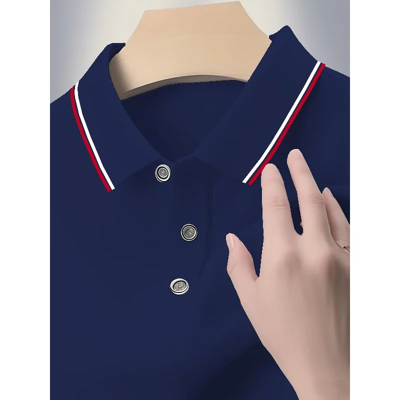 Slim fit casual short sleeved shirt solid color,contrasting striped collar,polyester fiber, breathable and lightweight in summer