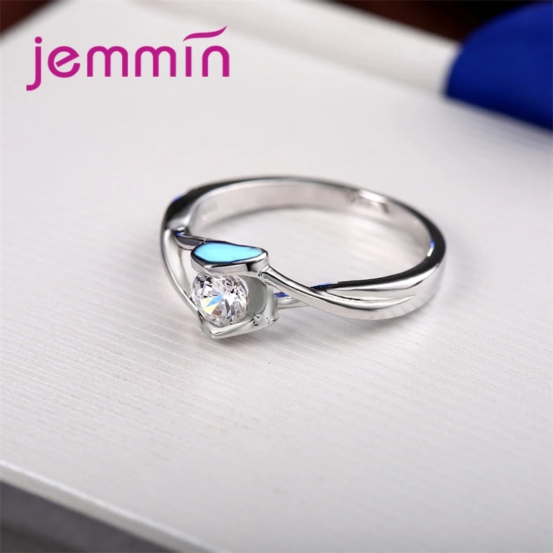 925 Sterling Silver Ring Heart Charms Austrian Crystal Bague Cubic Zircon Eternity Promise Jewelry for Woman Girlfriend view 2