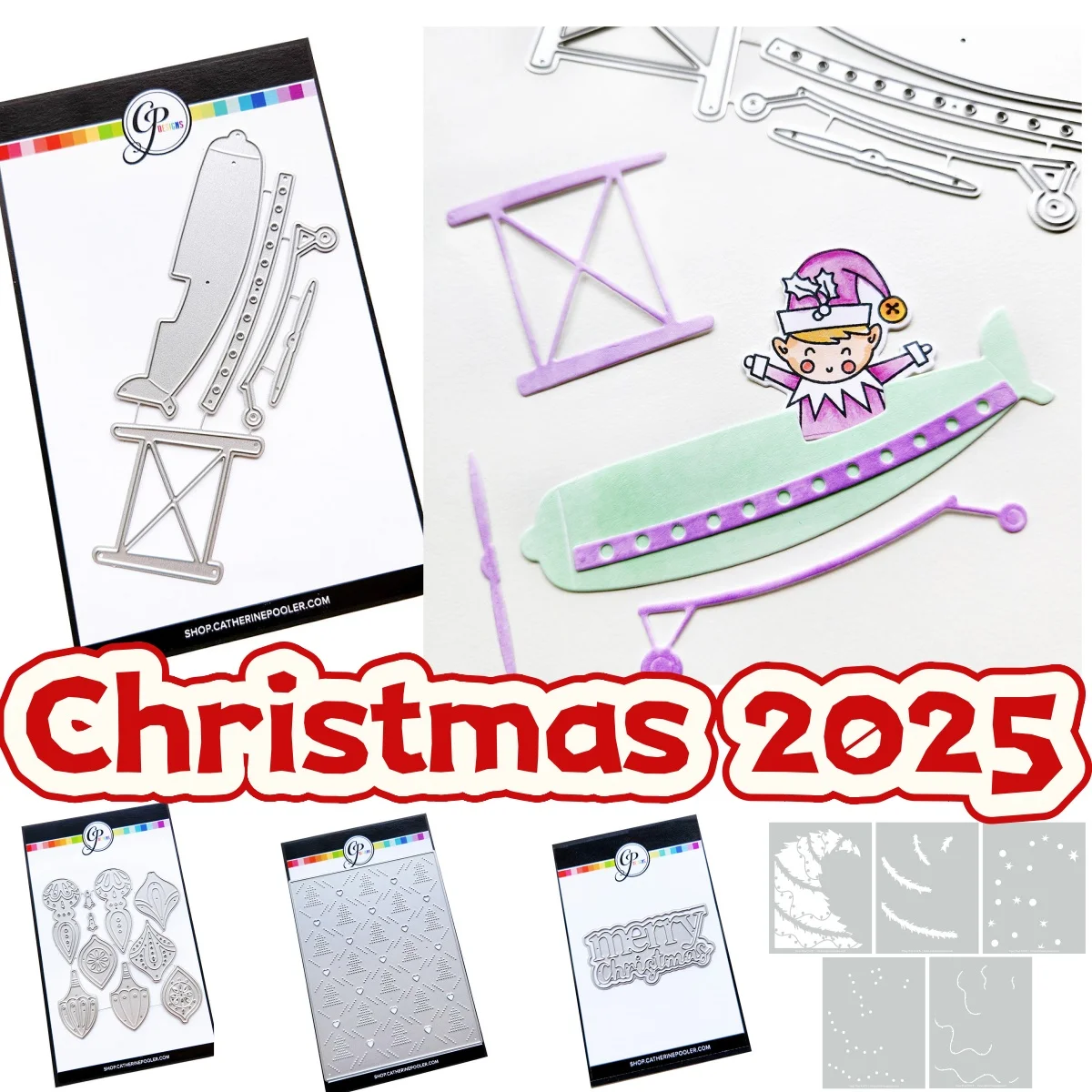 

2025 Christmas Lamp Airplane Tree Decorative Metal Cutting Dies Stencil for DIY Making Card Scrapbook Embossed Craft Template