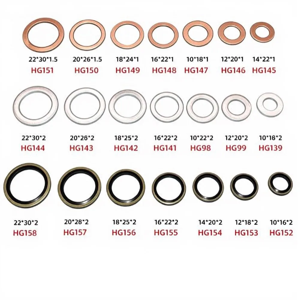 100 Pieces Car Oil Drain Gasket Set, 10mm, 12mm, 14mm, 16mm, 18mm Protect Your Engine From Dirt And Contaminants, Accessories