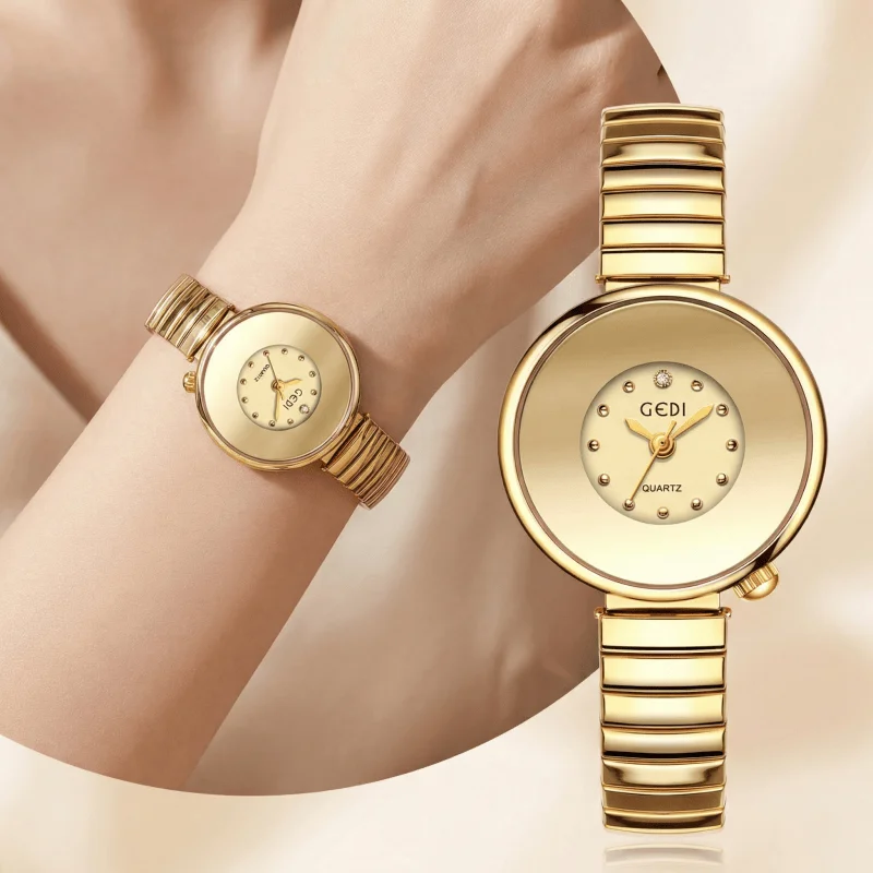 Fashion Luxury Women's Quartz Watch Niche Round Small Dial Spring Strap Ladies Wristwatch Elegant Dress Woman Clock Holiday Gift