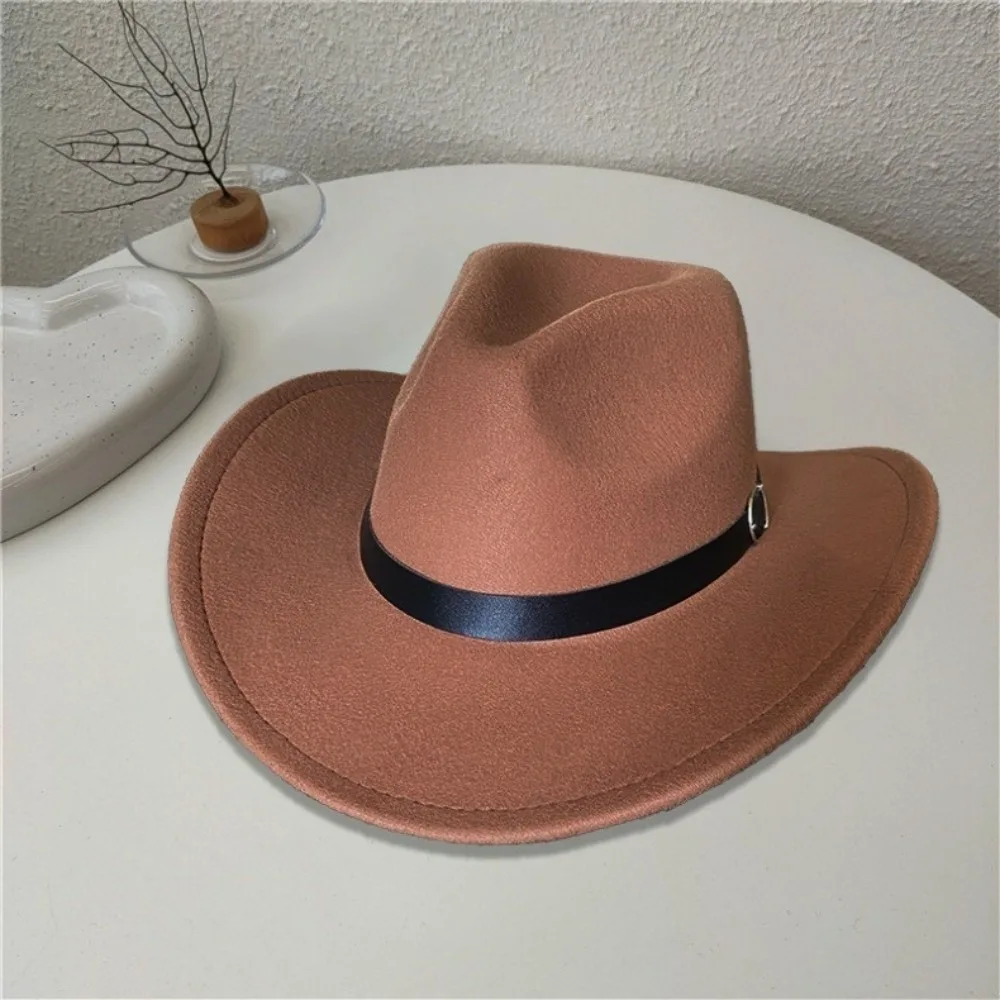 

New Daily Wear Gentleman Hat Wool-Poly Solid Color Top Hat Retro Jazz Cap Unisex