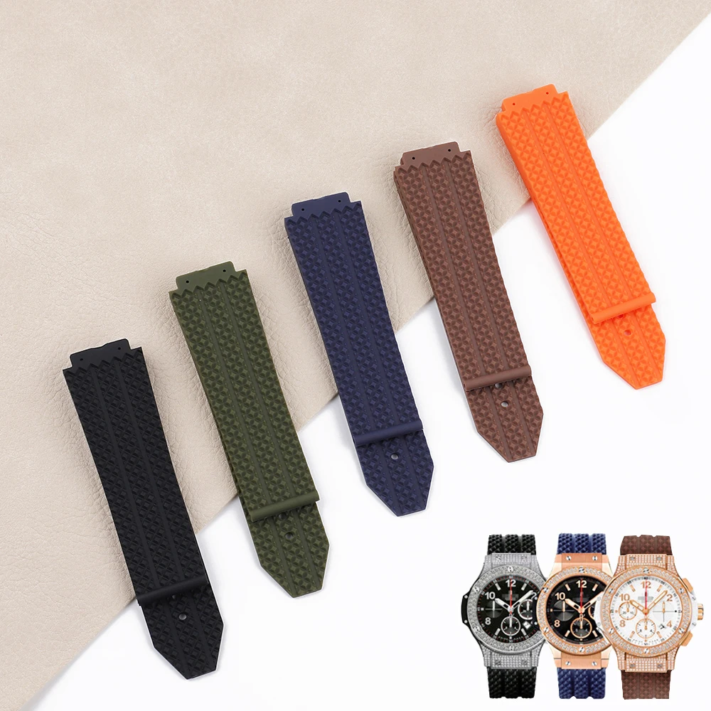 

26X19mm Rubber Soft Silicone Watch Strap for HUBLOT BIG BANG Mens Wrist Watch Band Waterproof Convex Mouth Bracelet Accessories