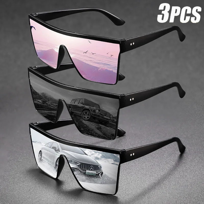 Lunettes de soleil une pièce à monture surdimensionnée pour hommes et femmes, accessoire d'intérieur, équipement de protection, Anti-éblouissement, pour la conduite automobile, 2-4 pièces