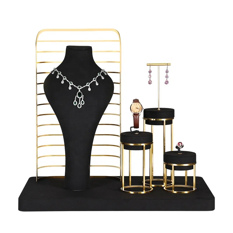 custom.Commercial Counter Shop Jewelry Window Display Showcase Metal Lined Earring Necklace Ring Display Stand