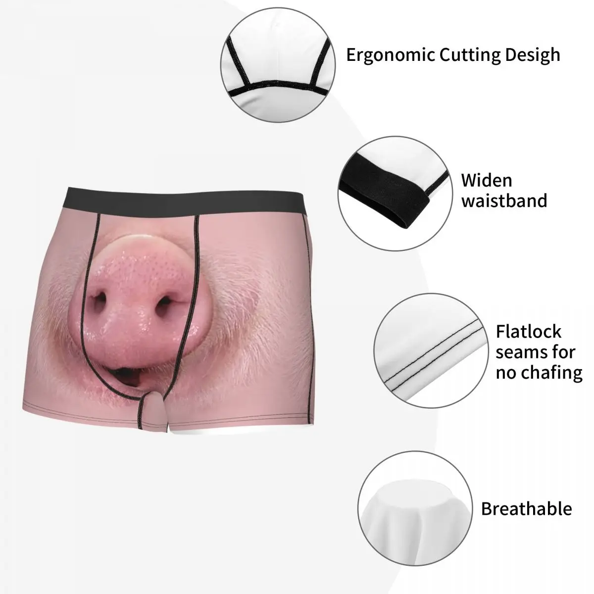 Custom Cool Funny Pig Face Nose Boxers Shorts Panties Men\'s Underpants Breathable Animal Piggy Lover Briefs Underwear