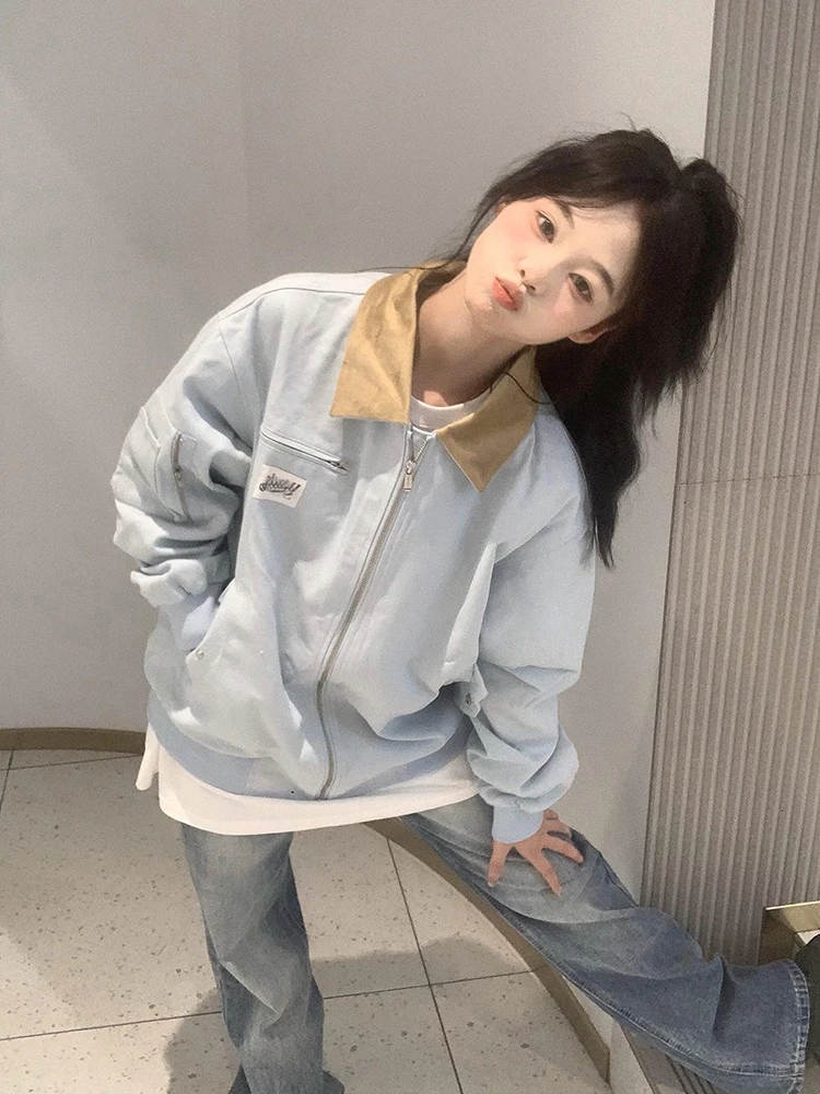 

Baseball Jackets Girls Yellow Womens Spring Outside Minimalist Fitting Wool 2025Spring Rivet Femme Knee-Length Working Racer Y2K