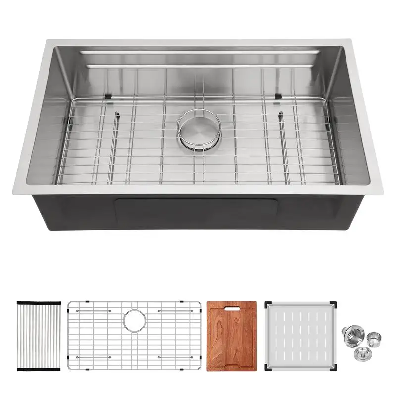 

33-Inch Undermount Kitchen Sink - 33 x 19 Inch Single Bowl 16G Stainless Steel Ledge Workstation Sink for Efficient Kitchen