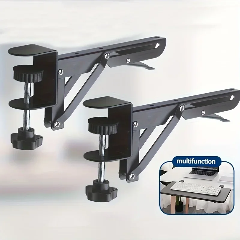 2PCS L-shaped Foldable Desktop Bracket Heavy-duty Punch-free Space-saving Desktop Extension Plate Rack Hardware Accessories