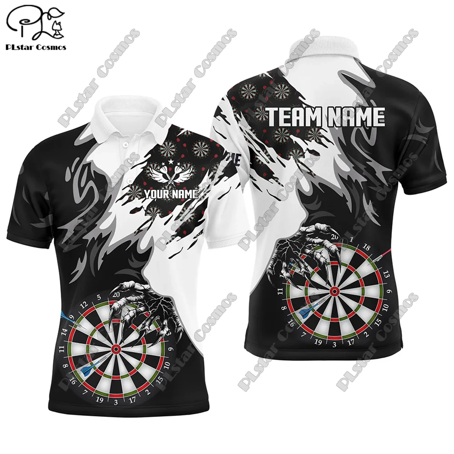 New custom personalized 3D printing  flame pattern darts POLO shirt T-shirt universal leisure team throwing sports series D-29