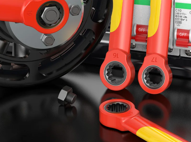 LAOA isolierter Ratschenschlüssel mit Pflaumenblüten, Spannungsfestigkeit, 1000 V, Spezialwerkzeug für Autoreparaturen – Detail 2