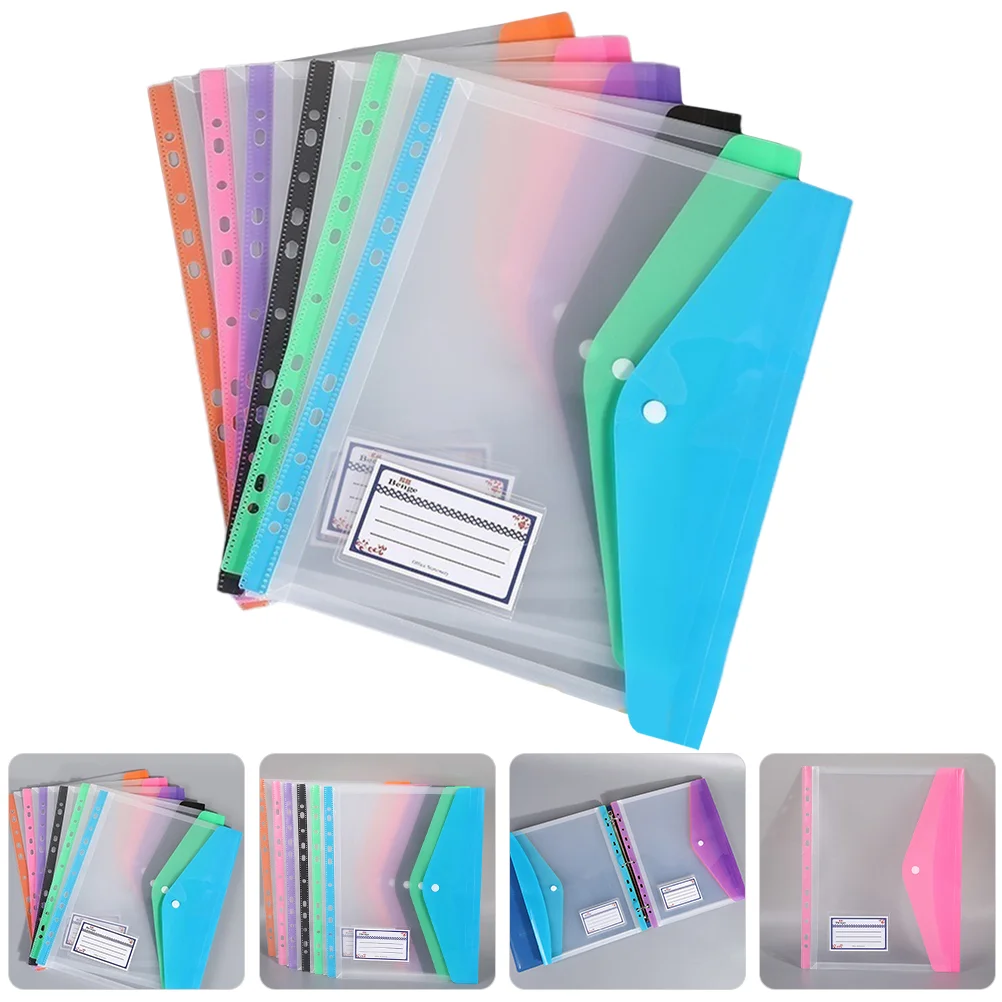 6 Pcs Orange and Purple File Snap Button Folders Holders Documents Bags Expandable Binder Clips Organizers