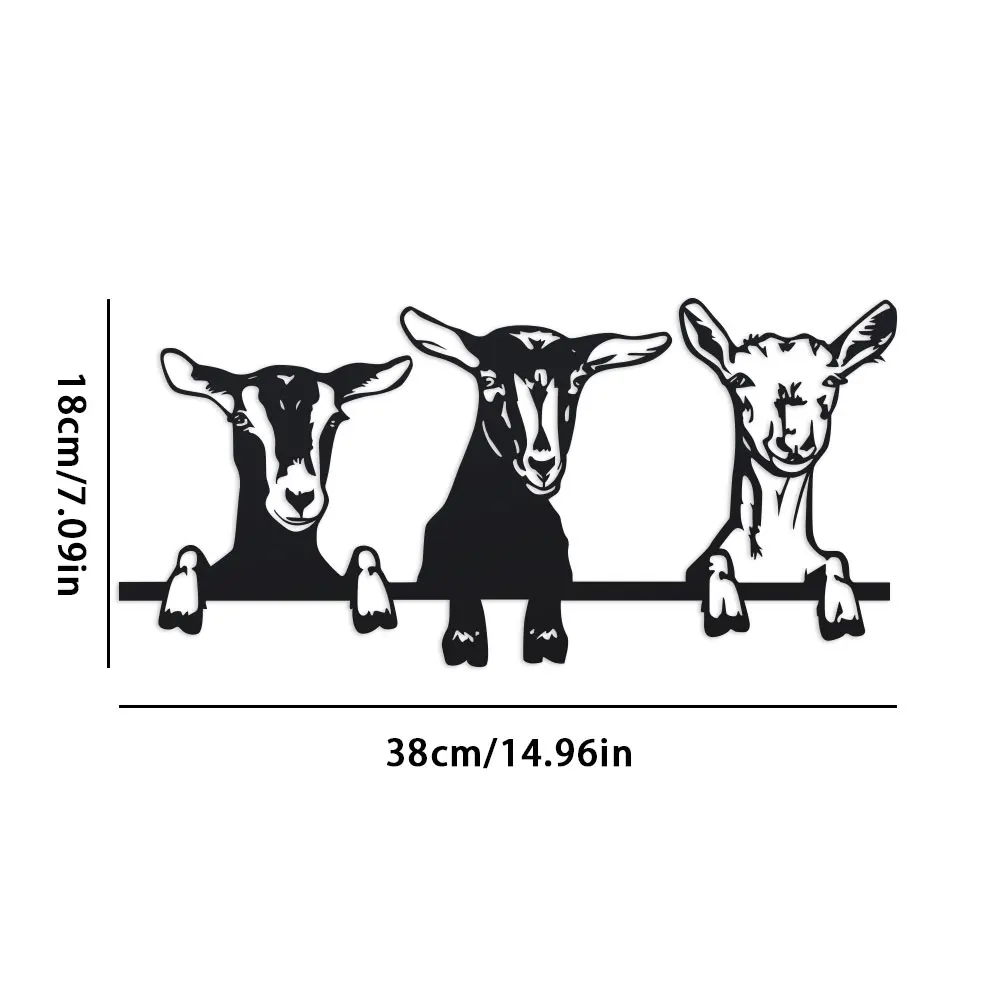 1Pc Indoor/Outdoor Iron Chic Goat Metal Wall Art for Living Room, Home & Garden, for Spring