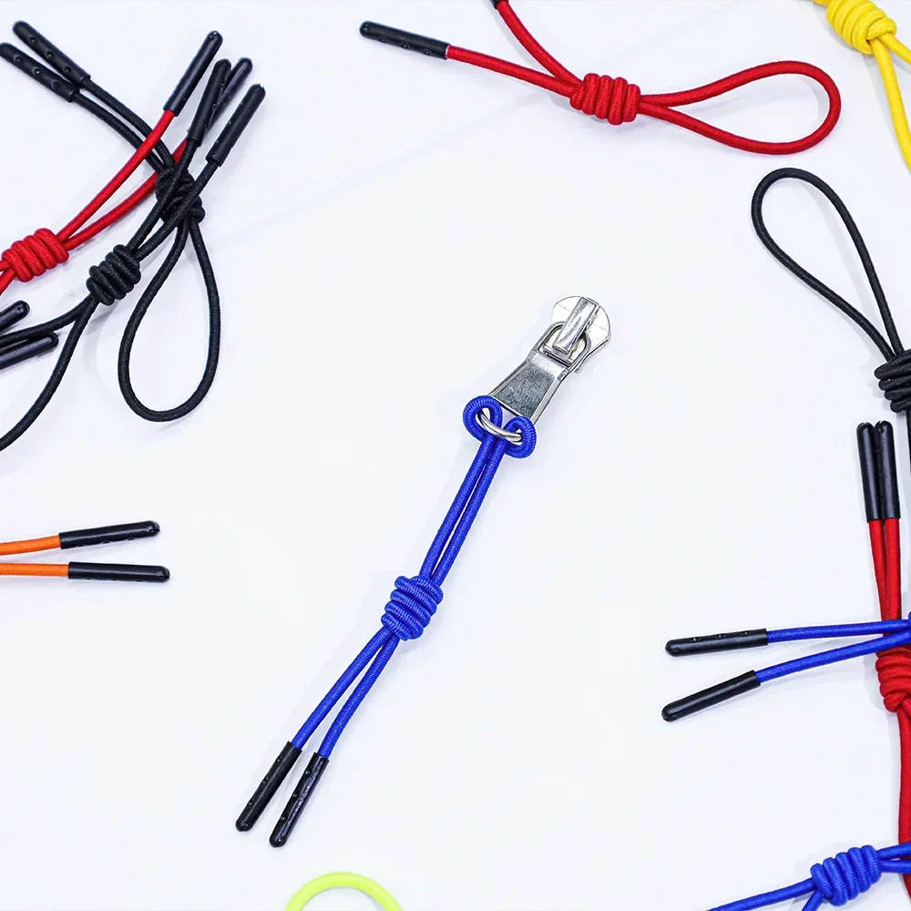 5pcs Elastic Rope Zipper Pullers Bright Colorful Polyester Rope Decorative Puller Suitcase Handbag Zipper Puller