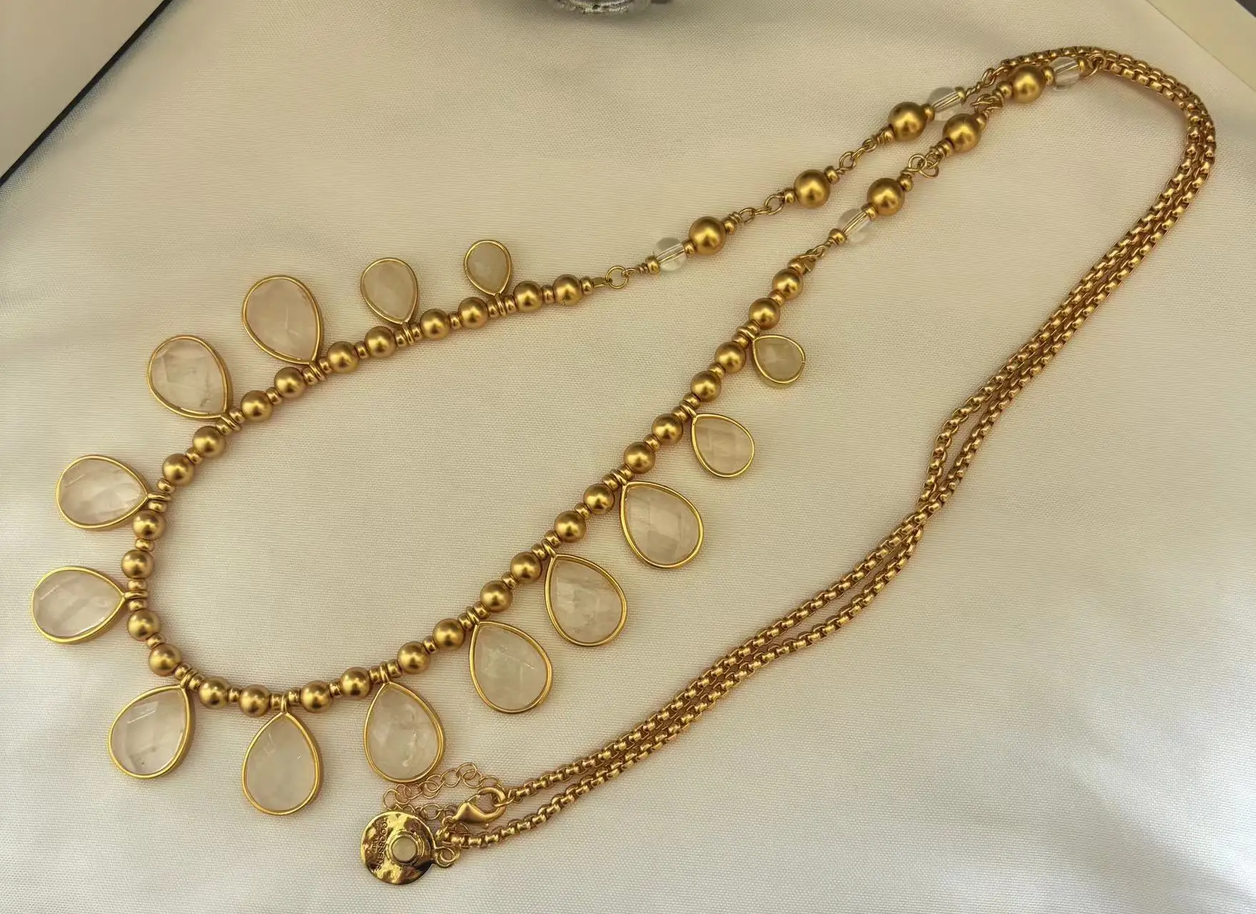 Europe America Natural Crystal Waterdrop Long Necklace Women Designer Brand Top Quality Luxury Jewelry 2026
