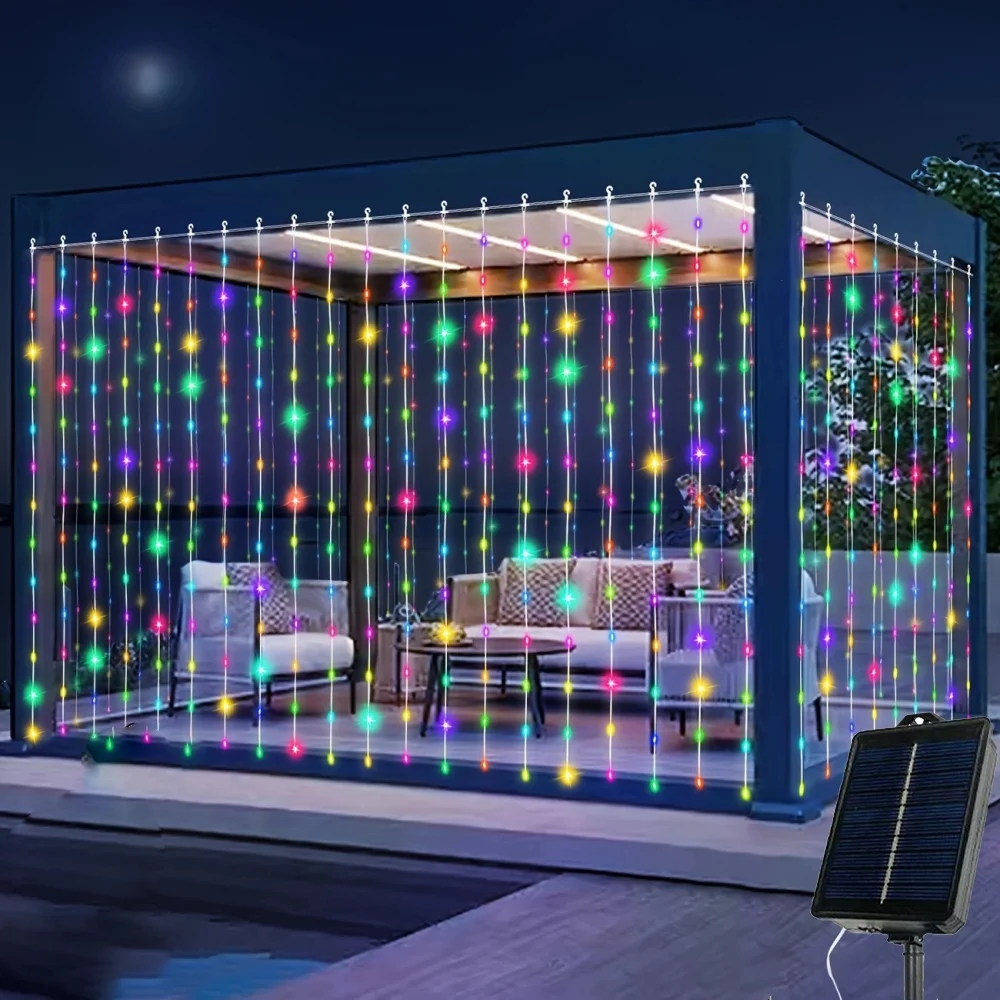 

3M/6M Solar Curtain String Lights Christmas Wedding Decor Outdoor Garden Yard Decoration LED Holiday Lights Garland Fairy Lights